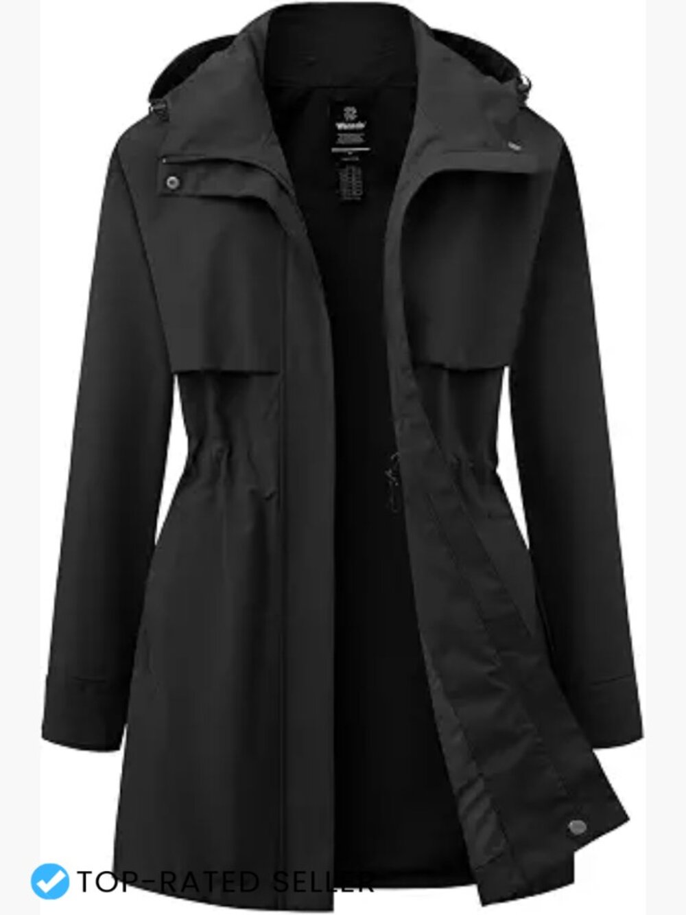 Waterproof Long Rain Jacket Hooded Lightweight Windproof Casual Outdoor